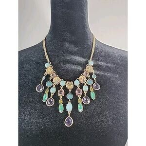 NEW Carol Dauplaise Purple Green Blue Gold Necklace Org $38
